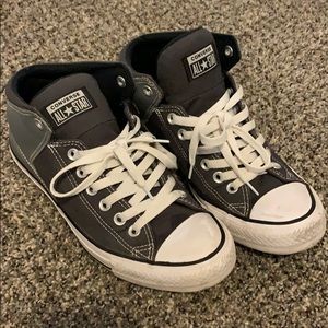 Gray converse mid-tops
